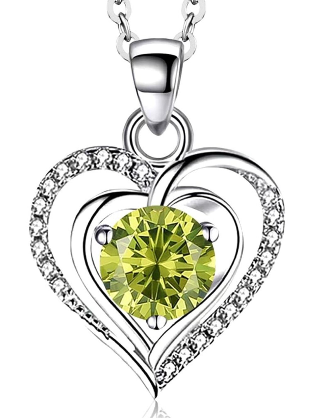 Women's Silver 7 925 Sterling Silver Zirconia Heart Birthstone Pendant Necklaces